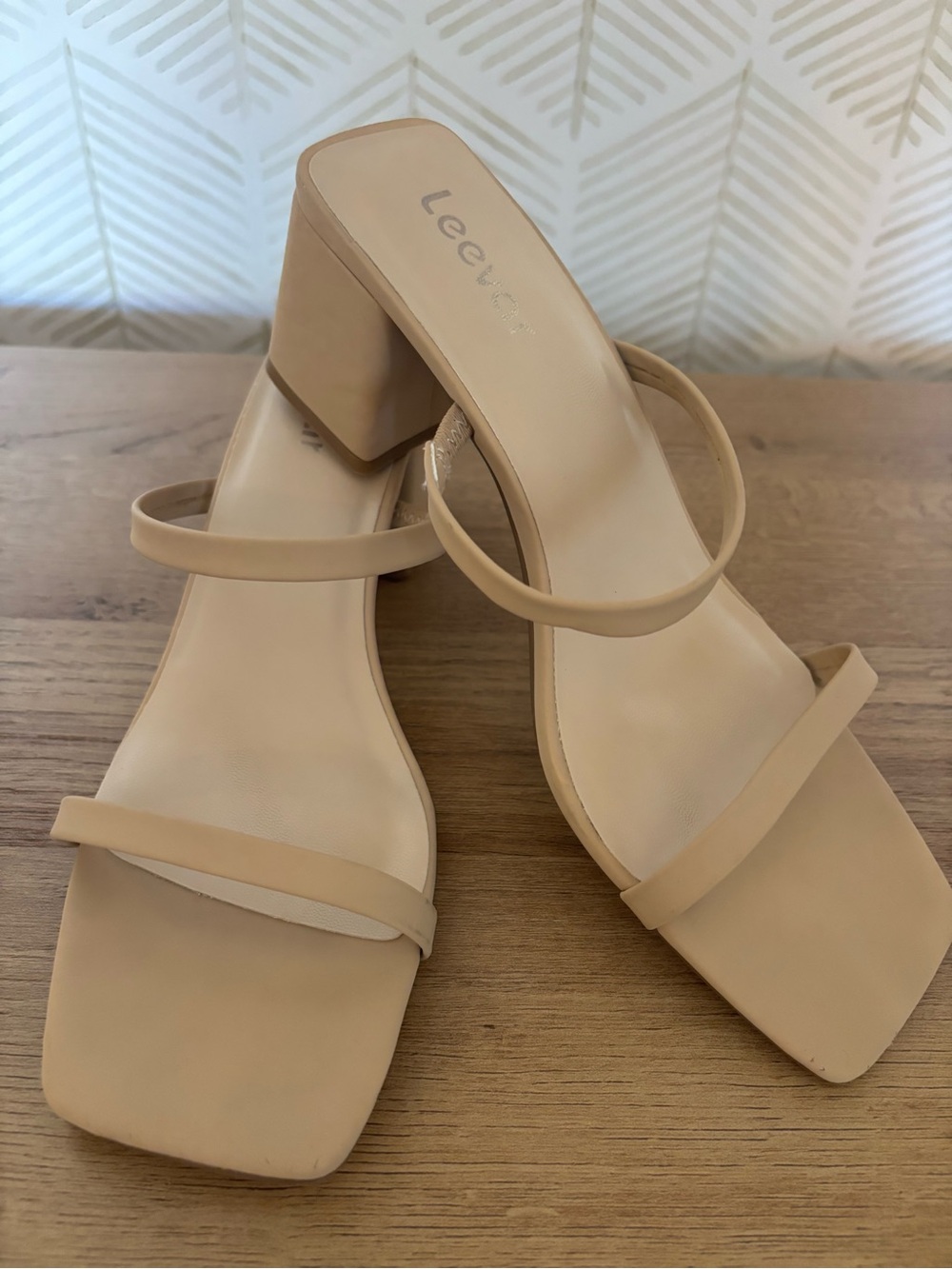Nude Strappy Block Heel Sandals